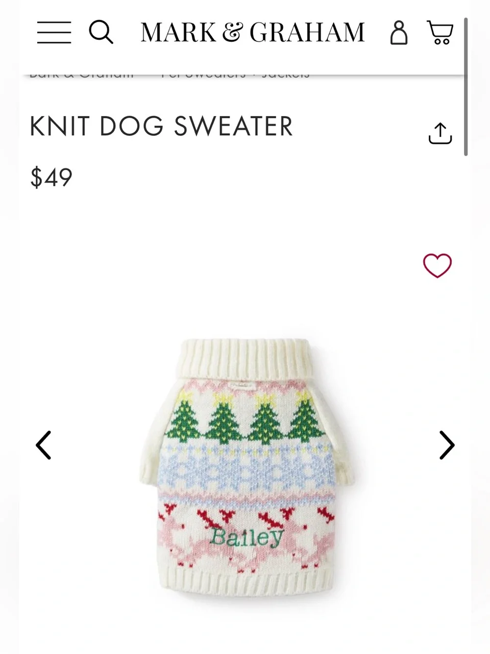Mark & Graham Dog Sweater